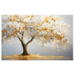 картина на холсте Golden tree/Золотое дерево 700х1100мм
