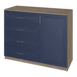 комод 1 дверь 4 ящика Trisha Base 934x1200x440мм МДФ/ЛДСП глубокий синий/дуб чанкли